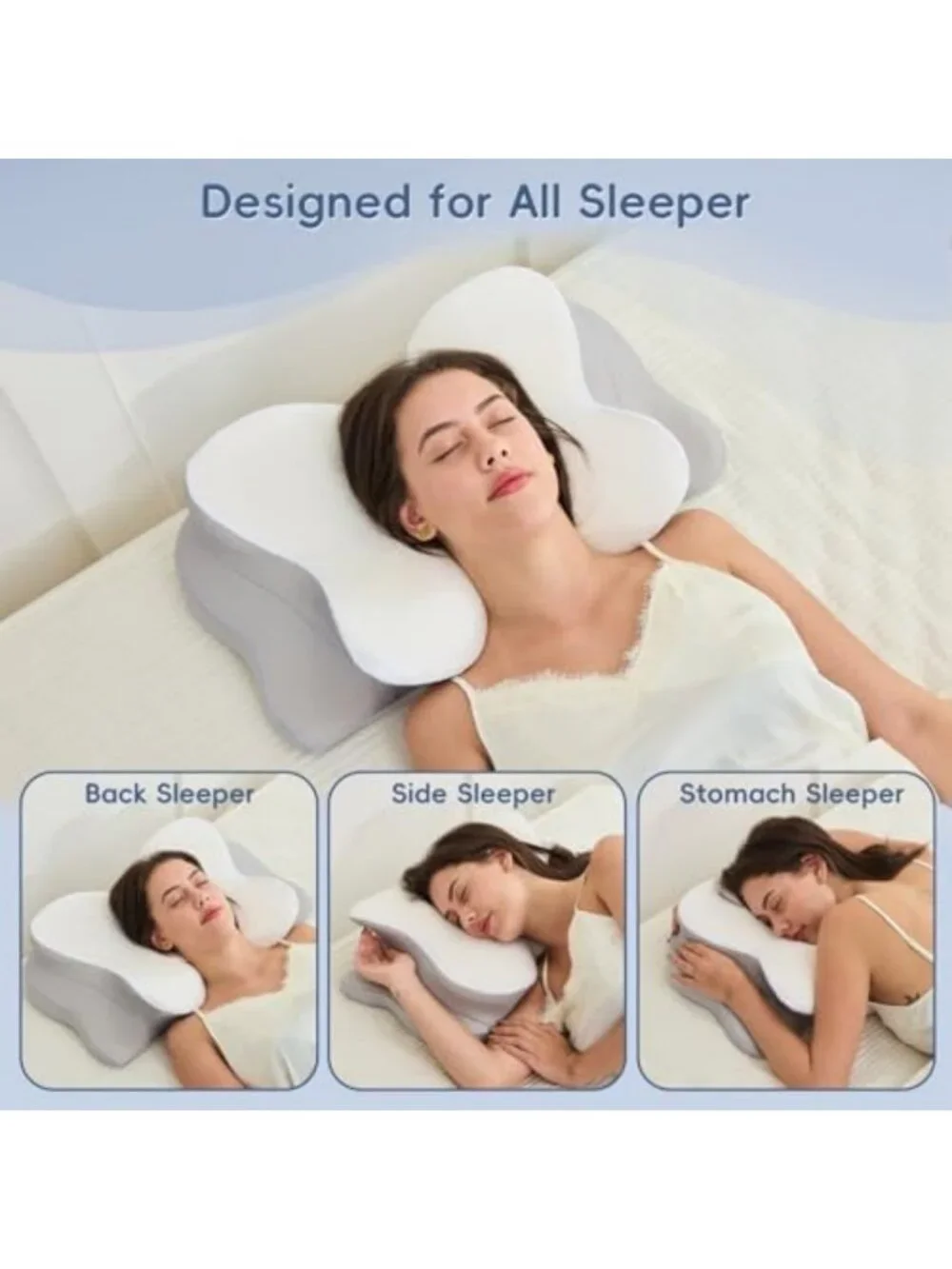Memory Foam Cervical Neck Pillow - Dual Height Support for Comfort & Relief